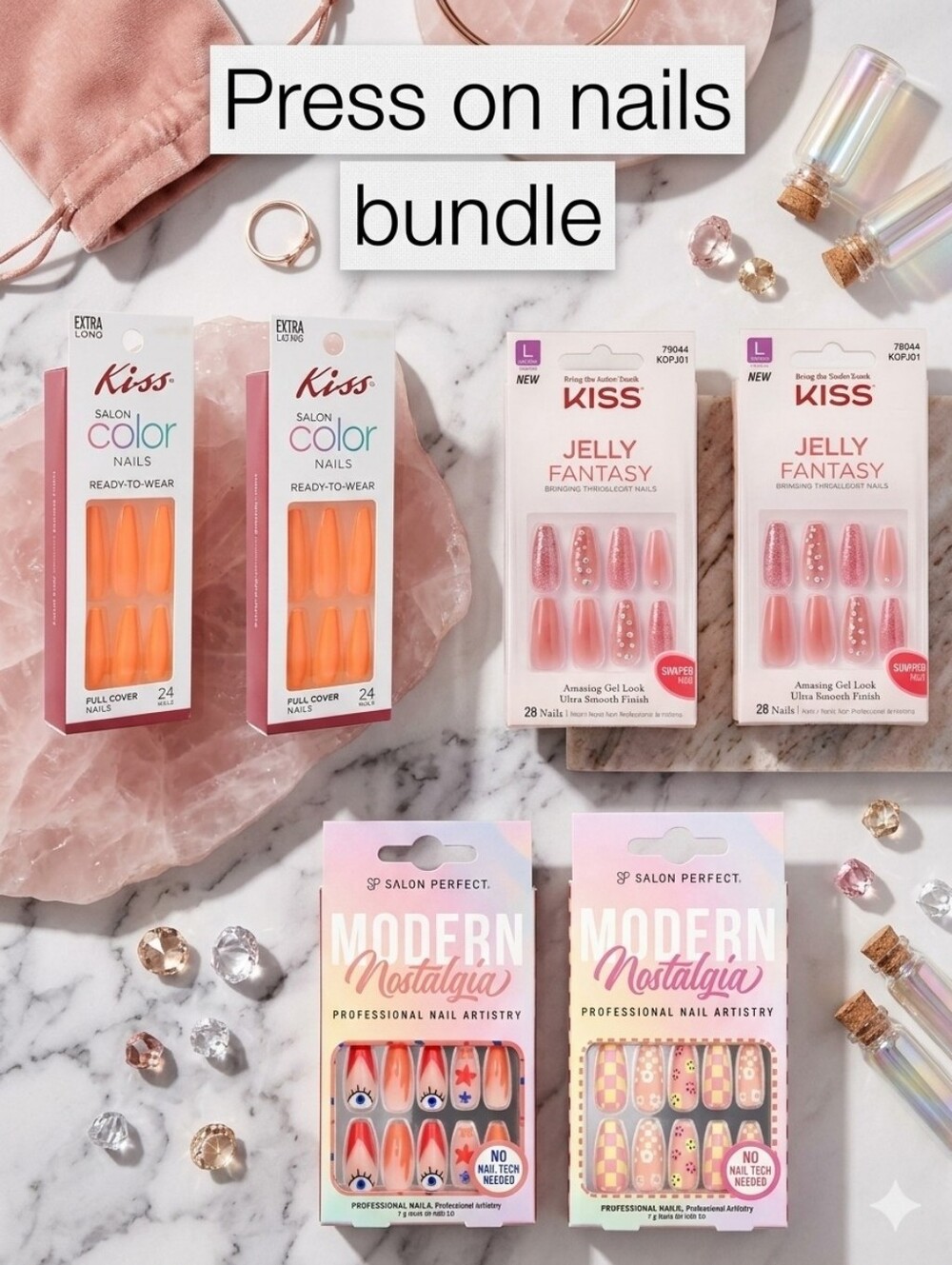 Kiss Salon Perfect Press On Nails Bundle Pack Of 6
